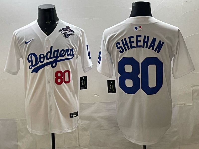 Men 2026 Nike Los Angeles Dodgers #80 Sheehan White Game MLB Jersey 02